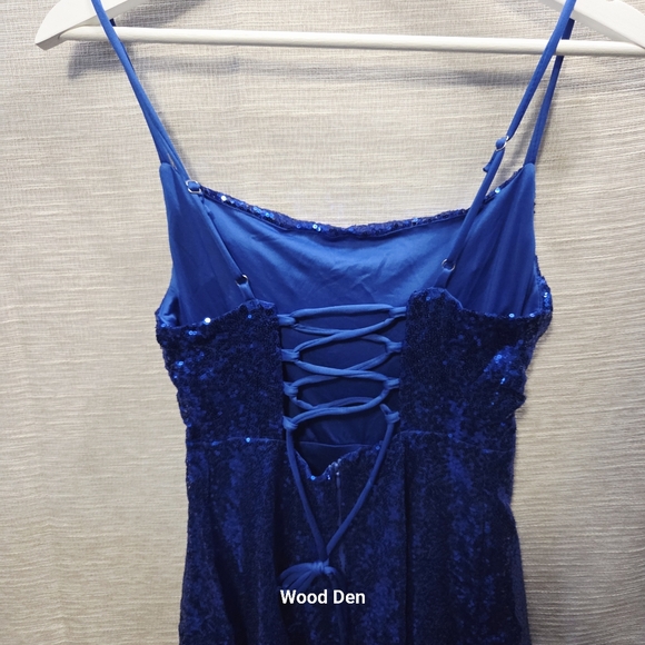 Blue Sequin skater Dress small - Picture 7 of 9